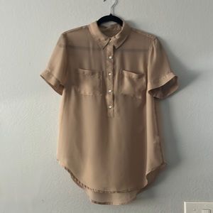tan mesh collared shirt